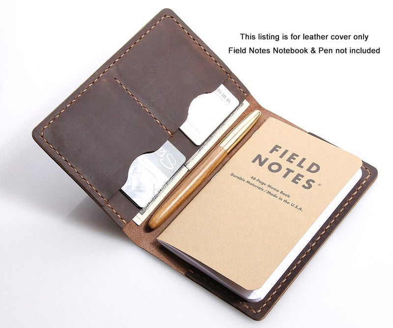 Robrasim Leather Journal Cover for Field Notes, Notebook Cover For Moleskine Cahier, Handmade Vintage Leather Cover for 3.5" x 5.5" Notebooks, Brown - Image 4